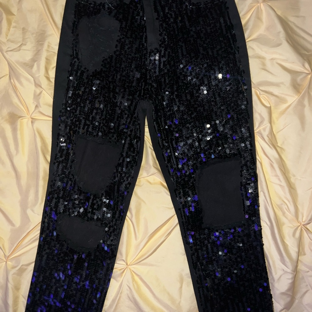 Black and Blue Sequin Pants